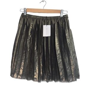 Isabel Marant Etoile Gold Pleated Mini Skirt with defect frayed hem